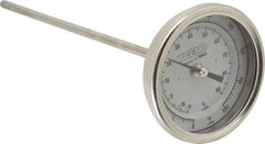 Wika - 9 Inch Long Stem, 3 Inch Dial Diameter, Stainless Steel, Back Connected Bi-Metal Thermometer - -15 to 90°C, 1% Accuracy - Makers Industrial Supply