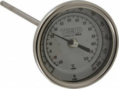 Wika - 9 Inch Long Stem, 3 Inch Dial Diameter, Stainless Steel, Back Connected Bi-Metal Thermometer - -20 to 120°C, 1% Accuracy - Makers Industrial Supply