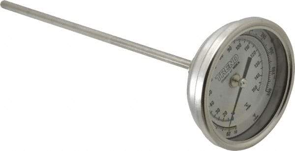 Wika - 9 Inch Long Stem, 3 Inch Dial Diameter, Stainless Steel, Back Connected Bi-Metal Thermometer - 10 to 150°C, 1% Accuracy - Makers Industrial Supply