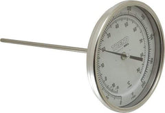 Wika - 9 Inch Long Stem, 5 Inch Dial Diameter, Stainless Steel, Back Connected Bi-Metal Thermometer - -15 to 90°C, 1% Accuracy - Makers Industrial Supply