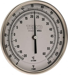 Wika - 4 Inch Long Stem, 5 Inch Dial Diameter, Stainless Steel, Back Connected Bi-Metal Thermometer - -20 to 60°C, 1% Accuracy - Makers Industrial Supply