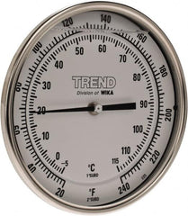 Wika - 6 Inch Long Stem, 5 Inch Dial Diameter, Stainless Steel, Back Connected Bi-Metal Thermometer - -5 to 115°C, 1% Accuracy - Makers Industrial Supply