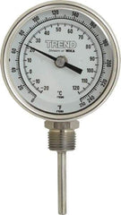 Wika - 2-1/2 Inch Long Stem, 3 Inch Dial Diameter, Stainless Steel, Bottom Connected Bi-Metal Thermometer - -20 to 120°C, 1% Accuracy - Makers Industrial Supply