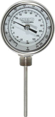 Wika - 4 Inch Long Stem, 3 Inch Dial Diameter, Stainless Steel, Bottom Connected Bi-Metal Thermometer - -20 to 120°C, 1% Accuracy - Makers Industrial Supply