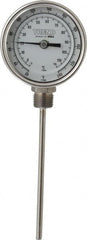 Wika - 6 Inch Long Stem, 3 Inch Dial Diameter, Stainless Steel, Bottom Connected Bi-Metal Thermometer - -5 to 115°C, 1% Accuracy - Makers Industrial Supply