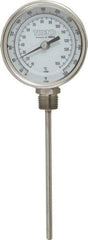 Wika - 6 Inch Long Stem, 3 Inch Dial Diameter, Stainless Steel, Bottom Connected Bi-Metal Thermometer - 10 to 150°C, 1% Accuracy - Makers Industrial Supply