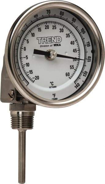 Wika - 2-1/2 Inch Long Stem, 3 Inch Dial Diameter, Stainless Steel, Adjustable Angle Bi-Metal Thermometer - -20 to 60°C, 1% Accuracy - Makers Industrial Supply