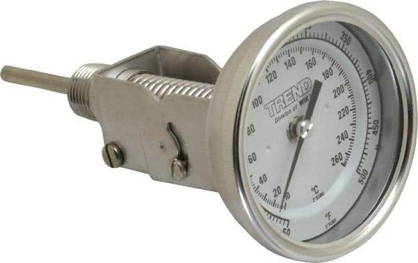 Wika - 2-1/2 Inch Long Stem, 3 Inch Dial Diameter, Stainless Steel, Adjustable Angle Bi-Metal Thermometer - 10 to 260°C, 1% Accuracy - Makers Industrial Supply