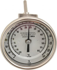 Wika - 4 Inch Long Stem, 3 Inch Dial Diameter, Stainless Steel, Adjustable Angle Bi-Metal Thermometer - -20 to 60°C, 1% Accuracy - Makers Industrial Supply