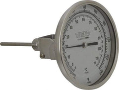 Wika - 4 Inch Long Stem, 5 Inch Dial Diameter, Stainless Steel, Adjustable Angle Bi-Metal Thermometer - -5 to 115°C, 1% Accuracy - Makers Industrial Supply