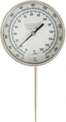 Wika - 6 Inch Long Stem, 5 Inch Dial Diameter, Stainless Steel, Adjustable Angle Bi-Metal Thermometer - 10 to 150°C, 1% Accuracy - Makers Industrial Supply