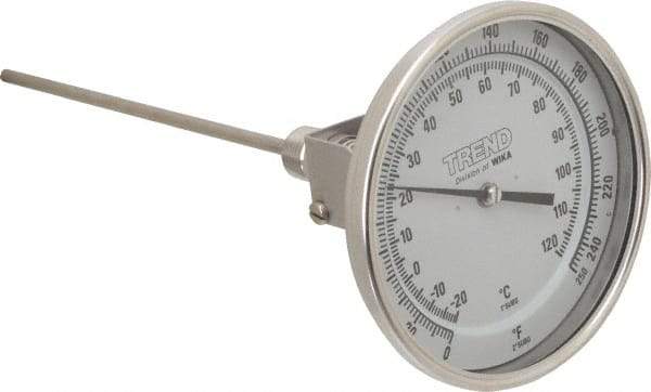 Wika - 9 Inch Long Stem, 5 Inch Dial Diameter, Stainless Steel, Adjustable Angle Bi-Metal Thermometer - -20 to 120°C, 1% Accuracy - Makers Industrial Supply