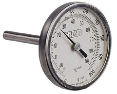 Wika - 9 Inch Long Stem, 2 Inch Dial Diameter, Stainless Steel, Back Connected Bi-Metal Thermometer - -5 to 115°C, 1% Accuracy - Makers Industrial Supply