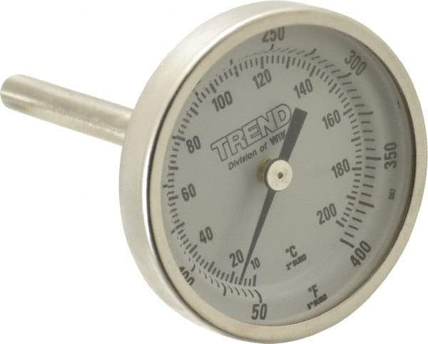 Wika - 2-1/2 Inch Long Stem, 2 Inch Dial Diameter, Stainless Steel, Back Connected Bi-Metal Thermometer - 10 to 200°C, 1% Accuracy - Makers Industrial Supply