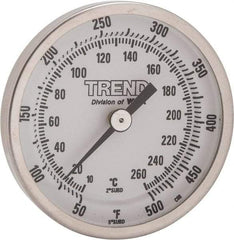 Wika - 2-1/2 Inch Long Stem, 2 Inch Dial Diameter, Stainless Steel, Back Connected Bi-Metal Thermometer - 10 to 260°C, 1% Accuracy - Makers Industrial Supply