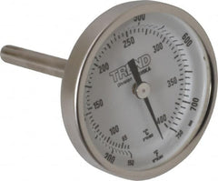 Wika - 2-1/2 Inch Long Stem, 2 Inch Dial Diameter, Stainless Steel, Back Connected Bi-Metal Thermometer - 65 to 400°C, 1% Accuracy - Makers Industrial Supply