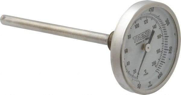 Wika - 4 Inch Long Stem, 2 Inch Dial Diameter, Stainless Steel, Back Connected Bi-Metal Thermometer - 10 to 200°C, 1% Accuracy - Makers Industrial Supply