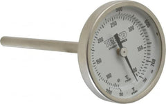 Wika - 4 Inch Long Stem, 2 Inch Dial Diameter, Stainless Steel, Back Connected Bi-Metal Thermometer - 65 to 400°C, 1% Accuracy - Makers Industrial Supply