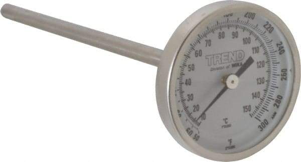 Wika - 6 Inch Long Stem, 2 Inch Dial Diameter, Stainless Steel, Back Connected Bi-Metal Thermometer - 10 to 150°C, 1% Accuracy - Makers Industrial Supply