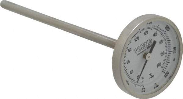 Wika - 6 Inch Long Stem, 2 Inch Dial Diameter, Stainless Steel, Back Connected Bi-Metal Thermometer - 10 to 200°C, 1% Accuracy - Makers Industrial Supply