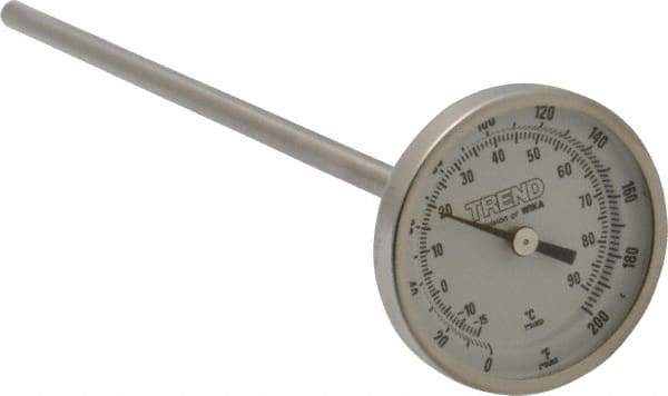 Wika - 9 Inch Long Stem, 2 Inch Dial Diameter, Stainless Steel, Back Connected Bi-Metal Thermometer - -15 to 90°C, 1% Accuracy - Makers Industrial Supply