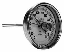 Wika - 9 Inch Long Stem, 3 Inch Dial Diameter, Stainless Steel, Back Connected Bi-Metal Thermometer - 10 to 200°C, 1% Accuracy - Makers Industrial Supply