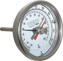 Wika - 2-1/2 Inch Long Stem, 3 Inch Dial Diameter, Stainless Steel, Back Connected Bi-Metal Thermometer - -20 to 120°C, 1% Accuracy - Makers Industrial Supply