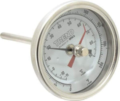 Wika - 4 Inch Long Stem, 3 Inch Dial Diameter, Stainless Steel, Back Connected Bi-Metal Thermometer - -15 to 90°C, 1% Accuracy - Makers Industrial Supply