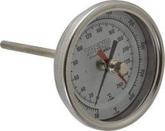 Wika - 4 Inch Long Stem, 3 Inch Dial Diameter, Stainless Steel, Back Connected Bi-Metal Thermometer - 10 to 260°C, 1% Accuracy - Makers Industrial Supply