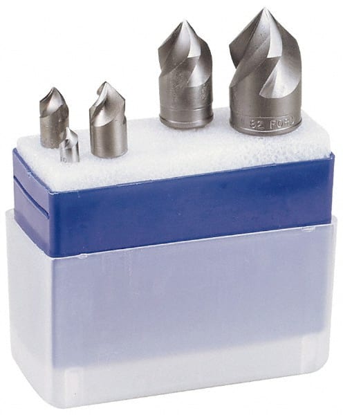 M.A. Ford - 5 Piece, 1/4 to 1" Head Diam, 60° Included Angle, Single End Countersink Set - Makers Industrial Supply