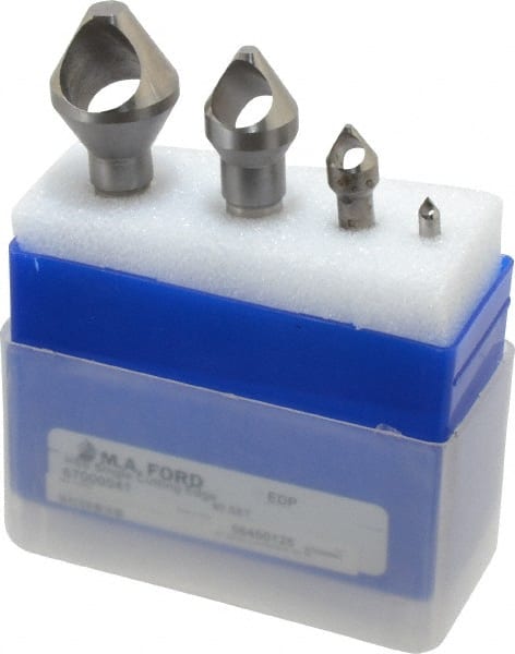 M.A. Ford - 4 Piece, 3/16 to 1-1/8" Head Diam, 60° Included Angle, Single End Countersink Set - Makers Industrial Supply