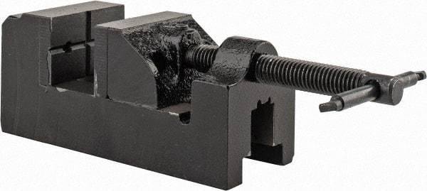 Interstate - 1-1/2" Jaw Opening Capacity x 7/8" Throat Depth, Horizontal Drill Press Vise - 1-1/2" Wide x 1" High Jaw, Stationary Base, Standard Speed, 5" OAL x 1-3/4" Overall Height, Cast Iron - Makers Industrial Supply