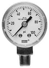 Wika - 2" Dial, 1/4 Thread, 0-160 Scale Range, Pressure Gauge - Center Back Connection Mount, Accurate to 2.5% of Scale - Makers Industrial Supply