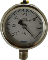 Wika - 2-1/2" Dial, 1/4 Thread, 30-0 Scale Range, Pressure Gauge - Lower Connection Mount, Accurate to 1.5% of Scale - Makers Industrial Supply