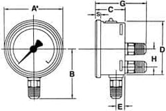 Wika - 4" Dial, 1/4 Thread, 0-400 Scale Range, Pressure Gauge - Lower Back Connection Mount, Accurate to 1% of Scale - Makers Industrial Supply