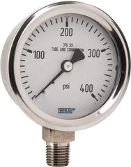 Wika - 2-1/2" Dial, 1/4 Thread, 0-400 Scale Range, Pressure Gauge - Lower Connection Mount, Accurate to 1.5% of Scale - Makers Industrial Supply