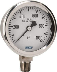 Wika - 2-1/2" Dial, 1/4 Thread, 0-1,000 Scale Range, Pressure Gauge - Lower Connection Mount, Accurate to 1.5% of Scale - Makers Industrial Supply