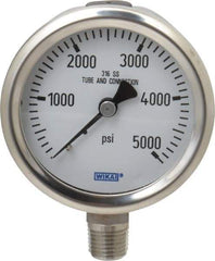 Wika - 2-1/2" Dial, 1/4 Thread, 0-5,000 Scale Range, Pressure Gauge - Lower Connection Mount, Accurate to 1.5% of Scale - Makers Industrial Supply