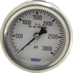 Wika - 2-1/2" Dial, 1/4 Thread, 0-3,000 Scale Range, Pressure Gauge - Center Back Connection Mount, Accurate to 1.5% of Scale - Makers Industrial Supply