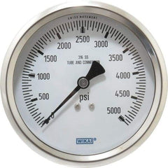 Wika - 4" Dial, 1/2 Thread, 0-5,000 Scale Range, Pressure Gauge - Lower Back Connection Mount, Accurate to 1% of Scale - Makers Industrial Supply