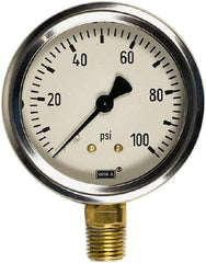 Wika - 2-1/2" Dial, 1/4 Thread, 0-400 Scale Range, Pressure Gauge - Center Back Connection Mount, Accurate to 1.5% of Scale - Makers Industrial Supply