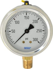 Wika - 2-1/2" Dial, 1/4 Thread, 0-300 Scale Range, Pressure Gauge - Lower Connection Mount, Accurate to 1.5% of Scale - Makers Industrial Supply