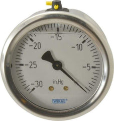 Wika - 2-1/2" Dial, 1/4 Thread, 30-0 Scale Range, Pressure Gauge - Center Back Connection Mount, Accurate to 1.5% of Scale - Makers Industrial Supply