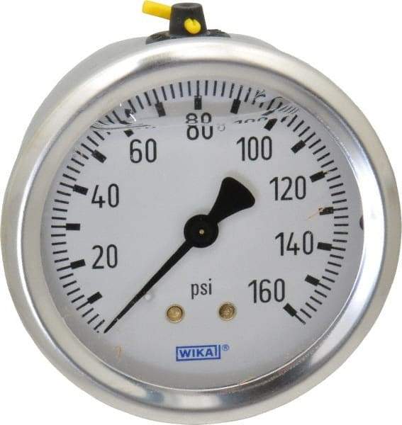 Wika - 2-1/2" Dial, 1/4 Thread, 0-160 Scale Range, Pressure Gauge - Center Back Connection Mount, Accurate to 1.5% of Scale - Makers Industrial Supply