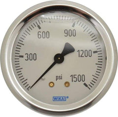 Wika - 2-1/2" Dial, 1/4 Thread, 0-1,500 Scale Range, Pressure Gauge - Center Back Connection Mount, Accurate to 1.5% of Scale - Makers Industrial Supply