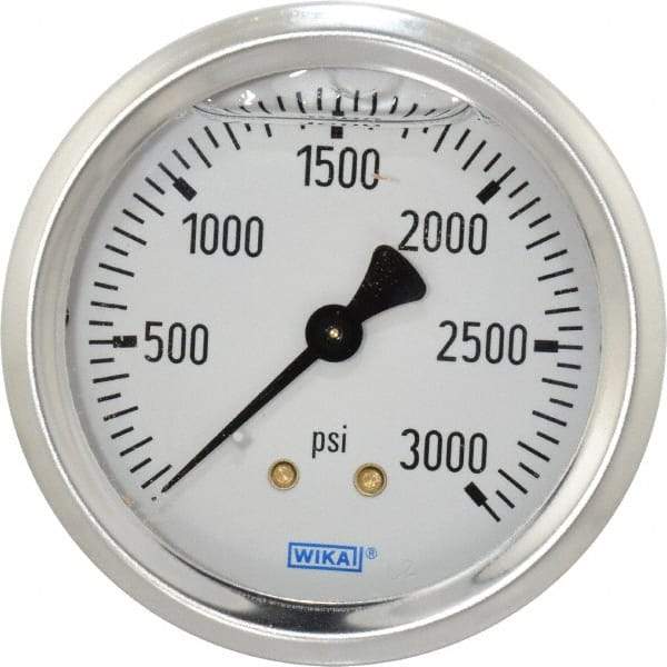 Wika - 2-1/2" Dial, 1/4 Thread, 0-3,000 Scale Range, Pressure Gauge - Center Back Connection Mount, Accurate to 1.5% of Scale - Makers Industrial Supply