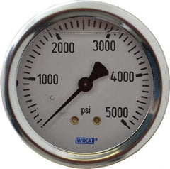 Wika - 2-1/2" Dial, 1/4 Thread, 0-5,000 Scale Range, Pressure Gauge - Center Back Connection Mount, Accurate to 1.5% of Scale - Makers Industrial Supply