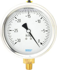 Wika - 4" Dial, 1/4 Thread, 30-0 Scale Range, Pressure Gauge - Lower Connection Mount, Accurate to 1% of Scale - Makers Industrial Supply