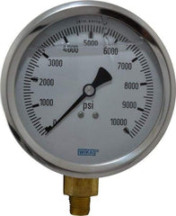 Wika - 4" Dial, 1/4 Thread, 0-10,000 Scale Range, Pressure Gauge - Lower Connection Mount, Accurate to 1% of Scale - Makers Industrial Supply