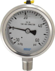 Wika - 2-1/2" Dial, 1/4 Thread, 30-0-60 Scale Range, Pressure Gauge - Lower Connection Mount, Accurate to 1.5% of Scale - Makers Industrial Supply